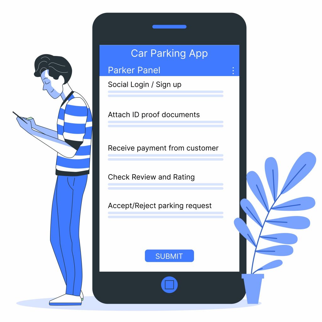 Car parking app parker panel