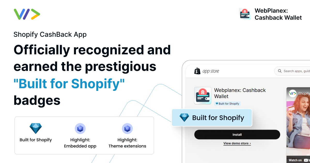 Webplanex Celebrates Recognition of CashBack App with “Built for Shopify” Badges