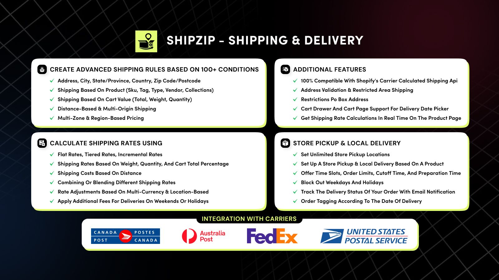 Shipzip shipping rate app