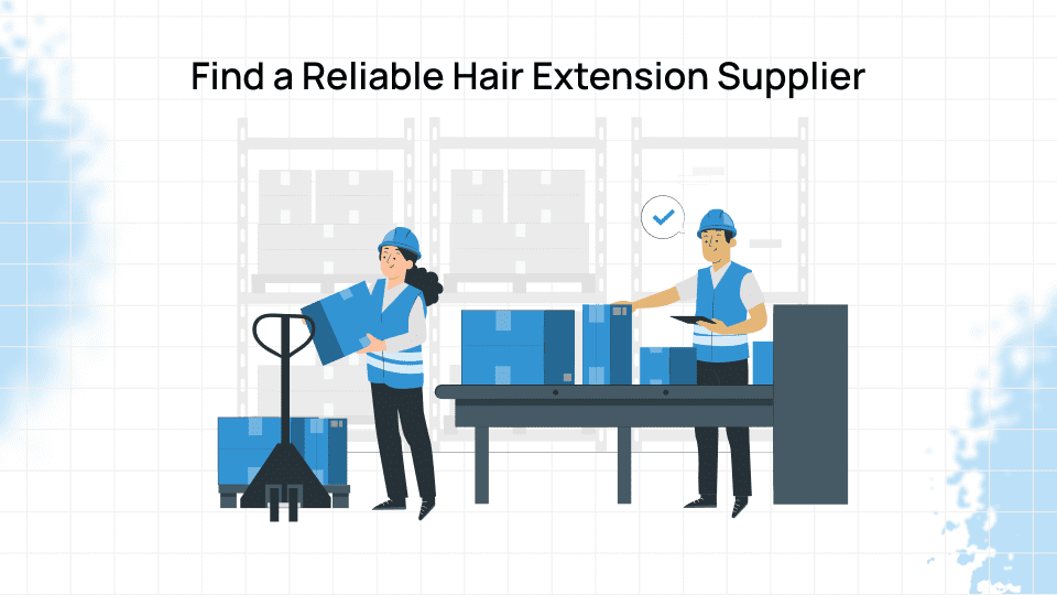 Hair vendor displaying bundles of human hair extensions for wholesale supply