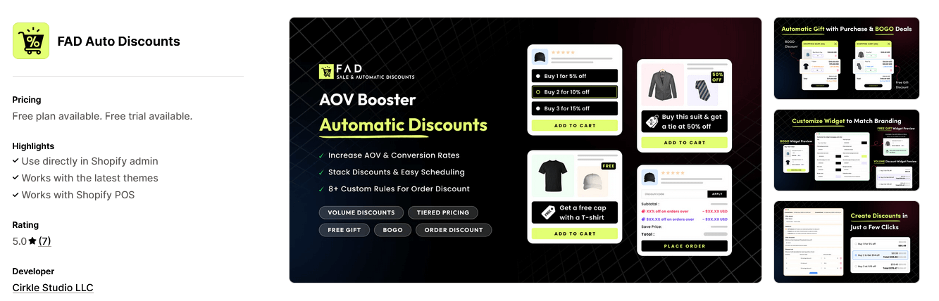 FAD automatic discount app for Shopify